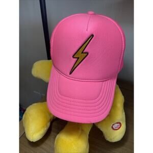 Aviator Nation Neon Hot Pink Trucker Hat Lightning Bolt Patch Snapback Cap O/S